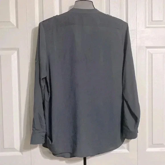 Calvin Klein gray button down blouse top shirt size XL - Picture 11 of 15